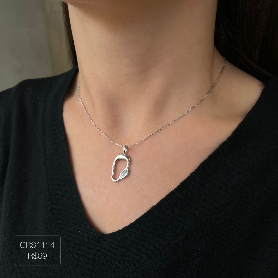 Colar Orvalho Organico Com 4 Zircs Mon Amour Prateado